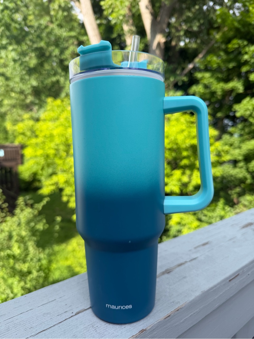 Maurices Teal Ombre Insulated Travel Mug with Handle